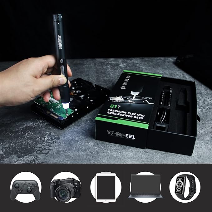 Small Electric Screwdriver Set, JAKEMY Adjustable 3 Torque Cordless Screwdriver Set for Laptop, Rechargeable Mini Computer Screwdriver Kit for Electronics Repair with Shadowless LED Lamp