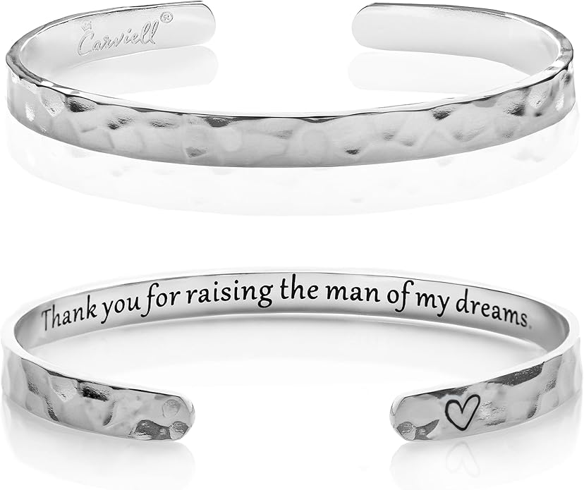 Carviell Engraved Cuff Bracelets for Women – Inspirational, Friendship, Love, Mom, Daughter, Sister, Christian, Graduation, Memorial & Wedding Gifts – 80+ Phrases – Stainless Steel, Gift-Ready