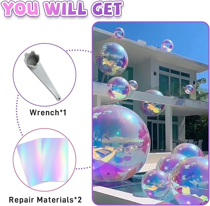 23.6in Inflatable Mirror Ball,Shiny Inflatable Ball Silver/Gold/Iridescent,PVC Hanging Large Disco Ball Decor for Party, Concerts, Stage, Wedding Decoration (1 Piece,Without Air Pump)