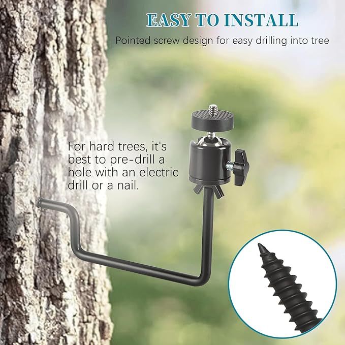 5 Pcs Trail Camera Tree Mount, Trail Camera Holder 360° Cameras Bracket for Game Cam, Hunting Accessories,Metal Security Cam Mount with 1/4 Inch Screw for Solar Panels,etc, Compact Sturdy.