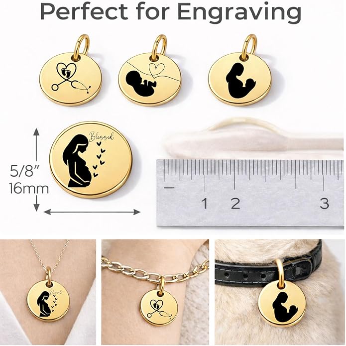 SM Design Pregnancy & New Baby Charm Set – Set of 4 Meaningful Stainless Steel Charms – Great for Crafting, Making Bracelets and Necklaces - Meaningful Keepsake Charms for Expecting & New Moms