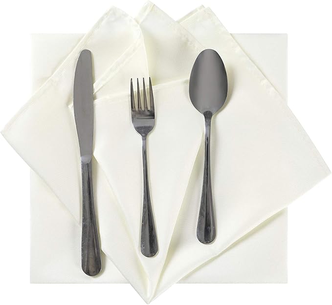 Cloth Napkins 20x20 inch Washable Polyester Dinner Napkins Soft Table Napkins for Wedding Party Dining Banquet(Ivory,50PCS)