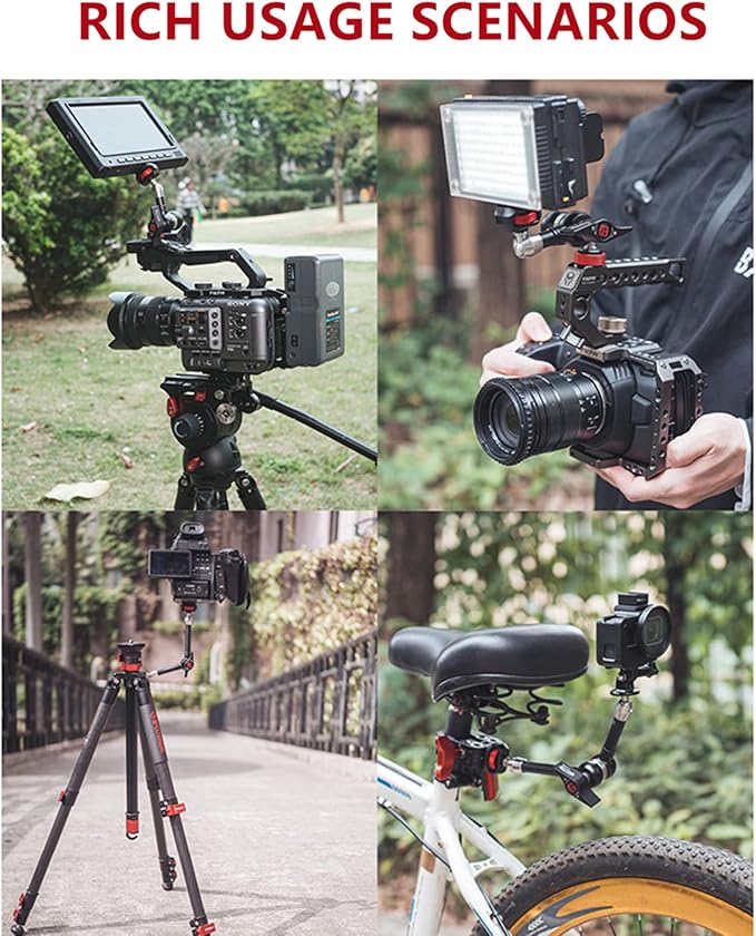 IFOOTAGE Magic Arm Clamp Adjustable Friction Power Articulating Magic Arm with 1/4" Thread Screw and Cold Shoe Mount for DSLR Camera Rig/Monitor/LED Lights (5.5Inc)