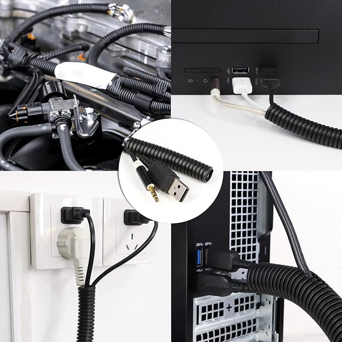 Split Wire Loom Tubing,10,25ft Cord Protectors from Pets No Chew, Flexible Wire Covers Cord Protectors, Protective Split Cable Sleeve for Automotive Home Industrial Wires(Black, 0.51inch-10ft)