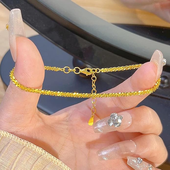 Elegant Thin Gold Plated Bracelet for Women - Adjustable Lobster Clasp Chain
