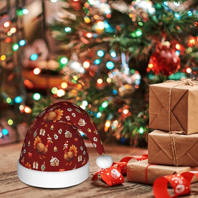 Christmas Santa Hat for Adults,Holiday Unisex Xmas Hat for New Year Party Headwear