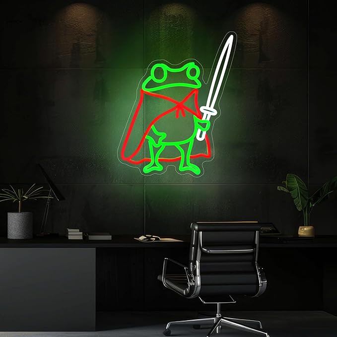 Frog Neon Sign Cute Neon Signs for Wall Decor Green Red Neon LED Sign for Man Cave Room Home Party Birthday Bar Signs - USB Powered