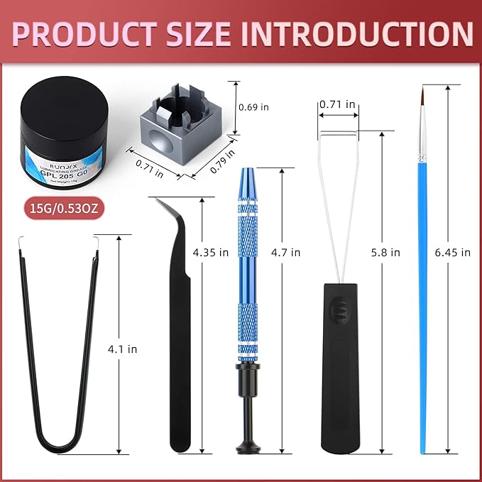 YIMAGUJRX RUNJRX Keyboard Switch Lube Kit GPL 205G0 0.53oz/15g, Switch Opener for Cherry MX TTC Holy Pandas Switch,Switch Lube Tools for Gaming Keyboard