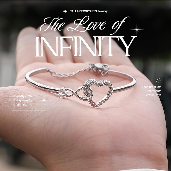 To My Granddaughter - Infinity Heart Bracelet Gift with Meaningful Card, Granddaughter Gifts from Grandma & Grandpa, Elegant Silver Jewelry for Birthday, Graduation, Christmas.