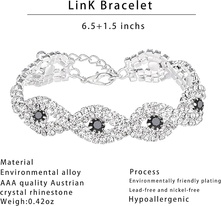 3/4 Pieces Women Jewelry Set Artificial Rhinestone Crystal Bride Statement Choker Necklace Tiara Crown Link Bangle Bracelet Teardrop Dangle Earrings Set