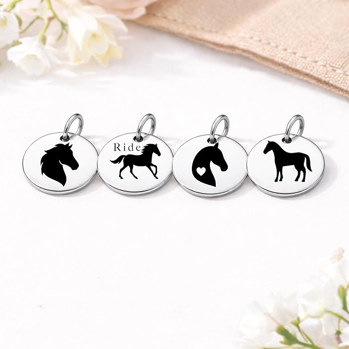 SM Design Western Charm Set of 4 – Stainless Steel Western Charms for Bracelets & Necklaces – Cowgirl, Ranch & Country Style Jewelry Charms – Western Gift for Women & Moms