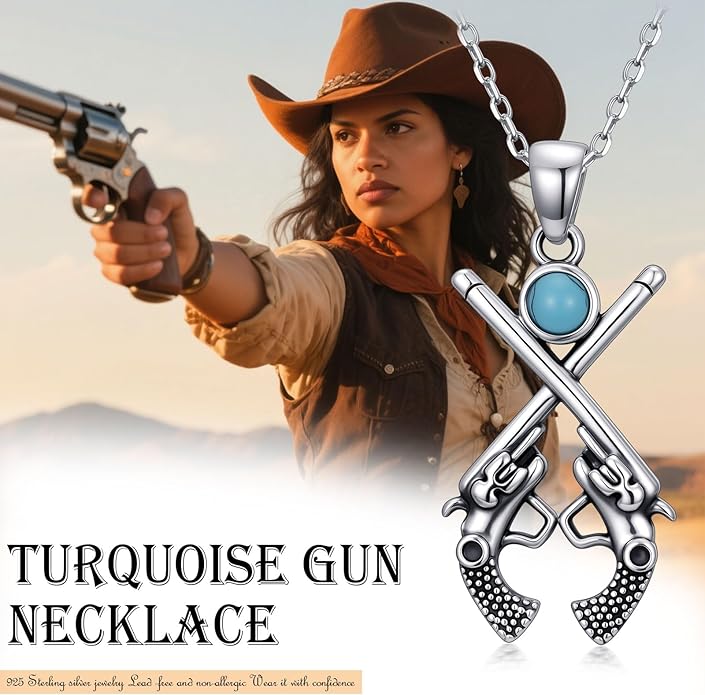 Western Cowboy Necklace 925 Sterling Silver Horseshoe Pendant Western Jewelry Cowgirl Gifts for Women Girlfriend Cowboy Cowgirl