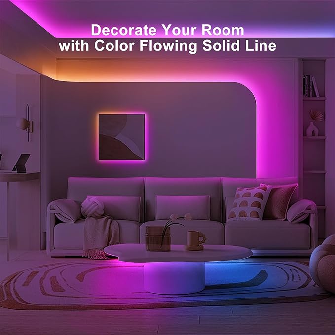 16.4ft Bluetooth RGB+IC COB Led Strip Light with App, Chasing COB Light Strip, Segmented Control, Music Sync, Color Changing Led Lights for Home Decor, Gaming, Cabinet, Desk