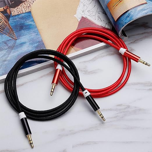 3.5mm Nylon Braided Stereo Audio Cable,(3 Pack) 4.9ft/1.5m Male to Male Aux Cord Audio Cord Compatible iPhones, iPads and Other 3.5mm DC Plug Port Device (Silver)