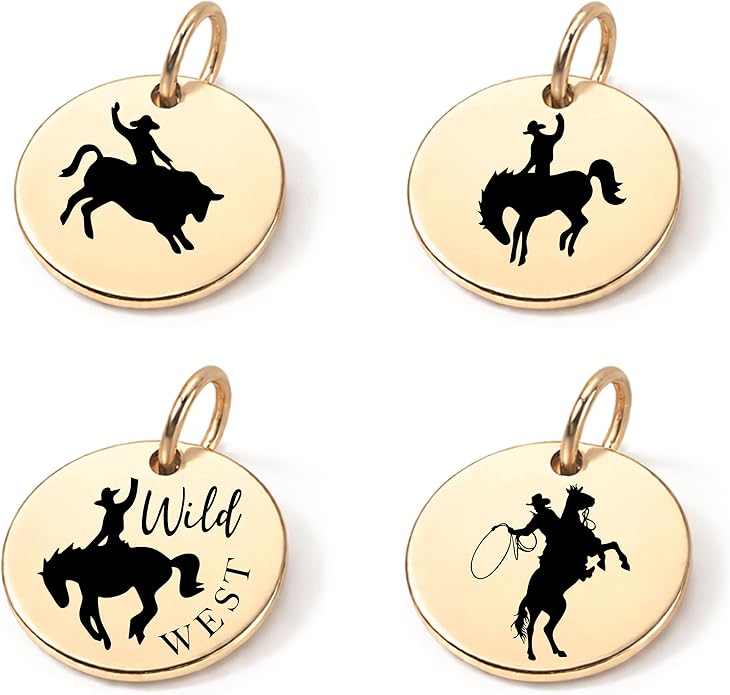SM Design Western Charm Set of 4 – Stainless Steel Western Charms for Bracelets & Necklaces – Cowgirl, Ranch & Country Style Jewelry Charms – Western Gift for Women & Moms