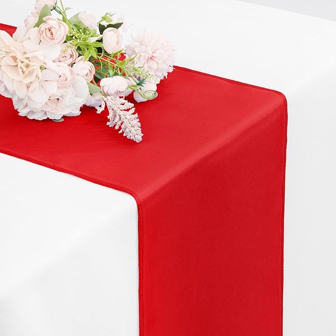 20 Pack Satin Table Runner 12 x 108 Inch Long,Satin Silk Table Runner for Wedding,Birthday Party and Banquet Decoration,Red