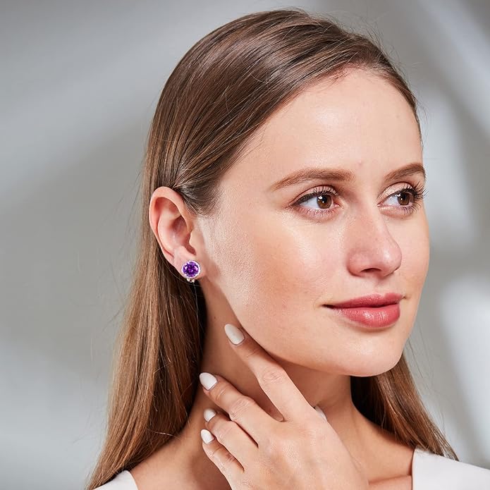 YOQUCOL 10MM Cubic Zirconia Crystal Clip On Stud Earrings Round Non Pierced Earrings for Women