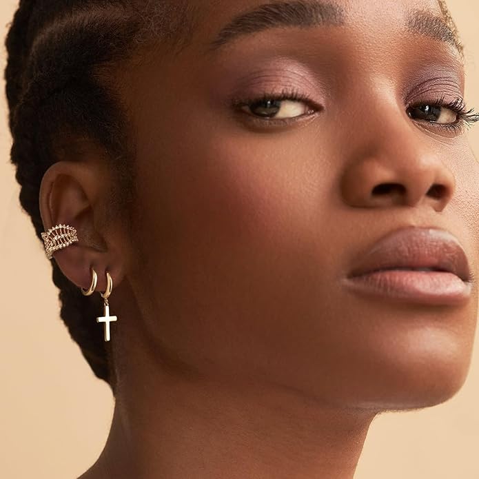 MYEARS Women Earrings Gold Huggie Hoop Ear Stud Cuff 14K Small Simple Hypoallergenic Everyday Jewelry