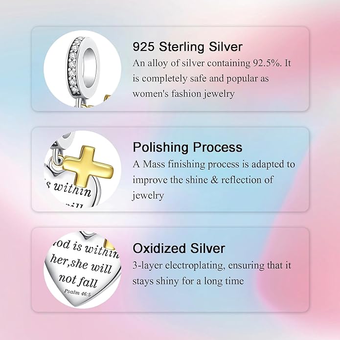 Birthday Fashion Love Heart Dangle Charm 925 Sterling Silver Charms fits Bracelets and Necklace Pendant Bead Charms Jewelry Present for Women Family Friends