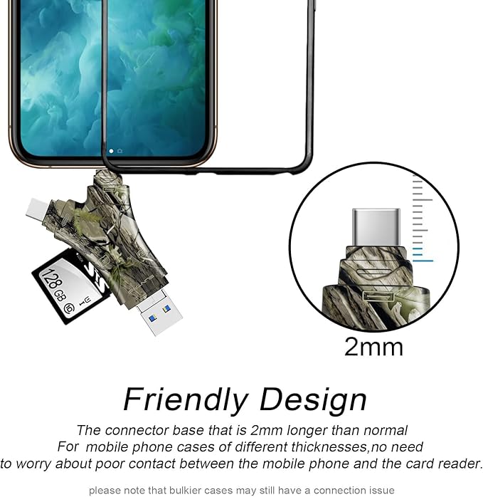 SD Card Reader for iPhone/ipad/Android/Mac/Computer/Camera,4 in1 Micro SD Card Reader Trail Camera Viewer, Portable Memory Card Reader SD Card Adapter for SD and TF Cards