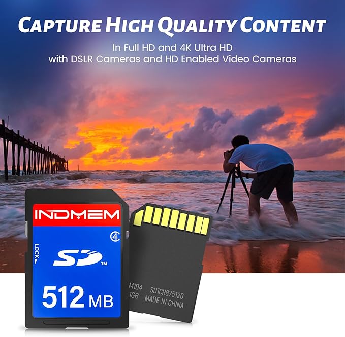 INDMEM SD Card 512MB, 10 Packs Class 4 512MB Flash Memory Card MLC Standard Secure Digital Cards Camera Cards