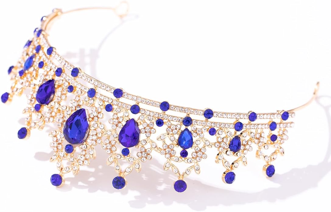 FORSEVEN Crystal Tiaras for Women, Wedding Tiaras and Crowns for Women Tiaras for Birthday Party Princess Crown Hair Accessories Bride Rhinestone Halloween Decorations Headband
