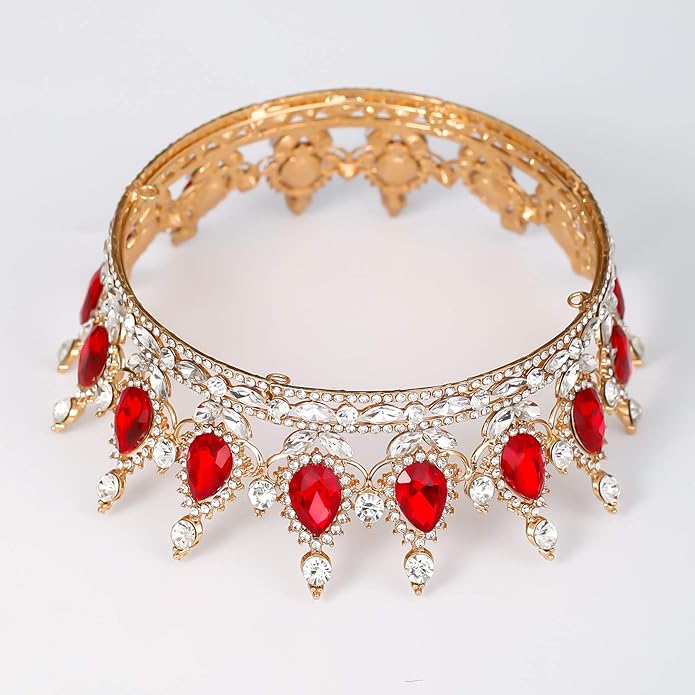 FORSEVEN Queen Crown Rhinestone Wedding Crowns and Tiaras for Women Costume Party Hair Accessories Princess Birthday Crown Crystal Bridal Crown Halloween Decorations Headband