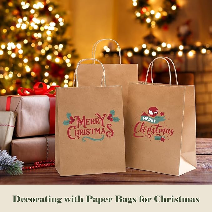 GSSUSA 12000 Pack 8x4.25x10 Inch Paper Bags with Handles Bulk, Brown Paper Gift Bags for Small Business, Heavy Duty Bulk, for Birthday Party Favors, Shopping, Retail