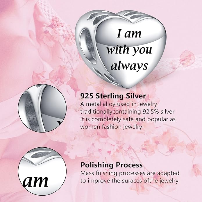 Annmors Personalized Photo Charms For Bracelets/Necklace 925 Sterling Silver Love Heart Shaped Engraved Customize Picture Gift for Birthday Mother's Day,Bead Charms Jewelry for Women
