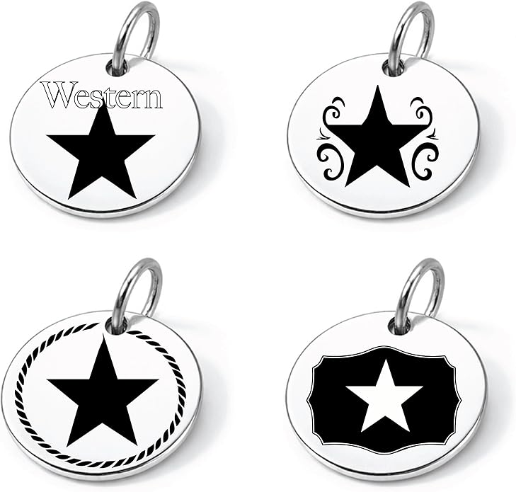 SM Design Western Charm Set of 4 – Stainless Steel Western Charms for Bracelets & Necklaces – Cowgirl, Ranch & Country Style Jewelry Charms – Western Gift for Women & Moms