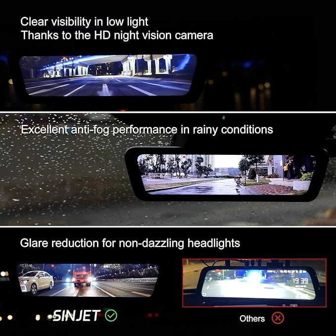 8.2″ OEM Rear View Mirror Camera, Dash Cam, Detached Front Lens, 2K, IPS Screen, Night Vision, Parking Monitor, 32GB SD, for Trucks, Vans, SUVs
