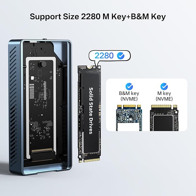 ACASIS 40Gbps M.2 NVMe SSD Enclosure, with Cooling Fan, TBU 405 Pro for M1 M2 Pro/Max, Compatible with Thunderbolt 4/3/USB3.2/3.1/3.0/2.0, M.2 Enclosure Support SSD 2280/2260/2242/2230 B+M M-Key