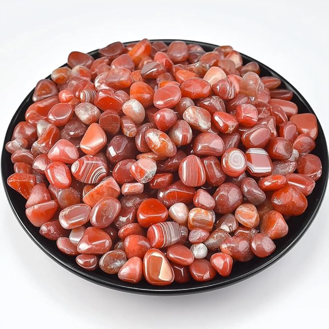 Polished Carnelian Crystal Chips 200 Pcs - 0.3" 10 oz Tumbled Stone Chips Crushed Sea Glass Stones Healing Reiki Crystal Making Home Decoration