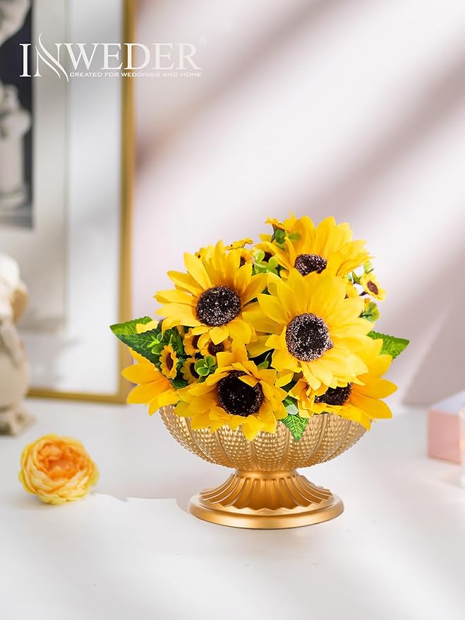 Gold Vase Centerpieces for Table: Gold Flower Vase for Wedding Centerpieces 10 Packs Mini Sized Flower Stand Arrangement Bulk for Party Event Engagement Celebration