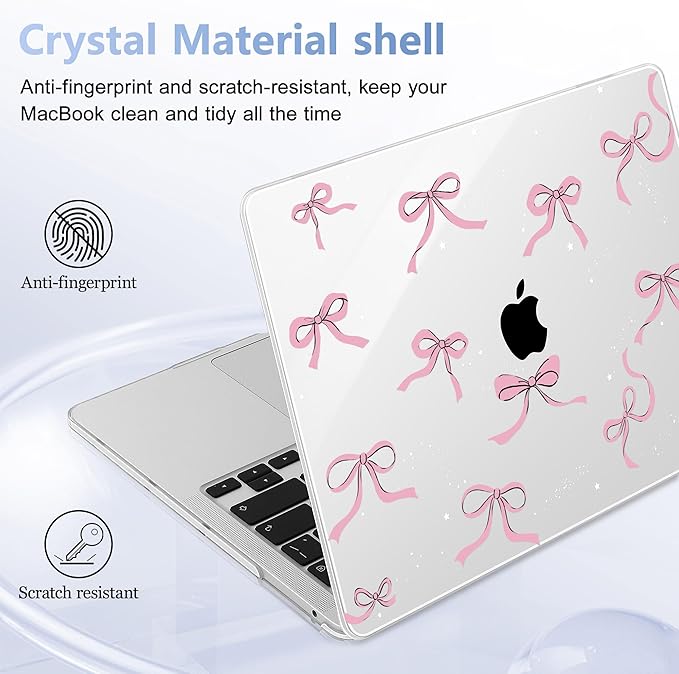 May Chen for MacBook Pro 13 inch Case 2022 2021 2020 Release A2338 M2 M1 A2289 A2251, Plastic Crystal Hard Shell Case Cover for MacBook Pro 13 inch Touch Bar Fits Touch ID, Star Bows