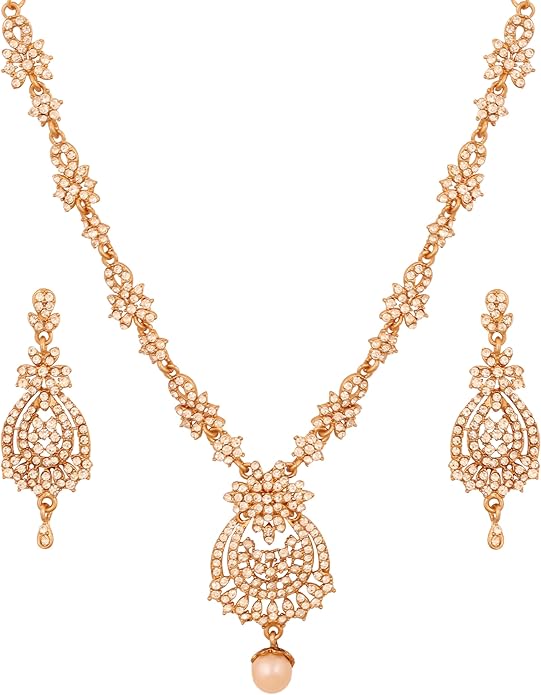Touchstone Indian jewelry sets for women maang tikka wedding guest gold necklace bollywood jewellery set pageant elegant prom bride accessories western crystal chunky rhinestone necklaces