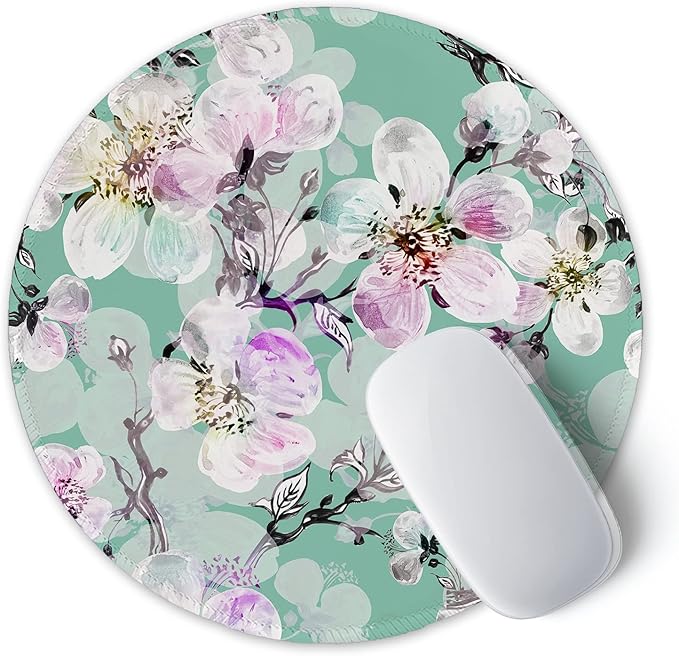 ITNRSIIET Round Mouse Pad with Stitched Edge Premium-Textured Waterproof Non-Slip Rubber Base Desktop Protection Mat Diameter 8.7 inches, Beautiful Flower Art