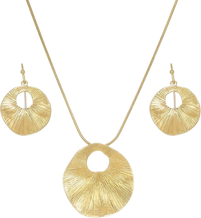 Madison Tyler Gold Plated Jewelry Set for Women | Silver Teardrop Pendant Necklace Trendy | Long Necklace with Snake Chain | Fashion Dangle Earring Set