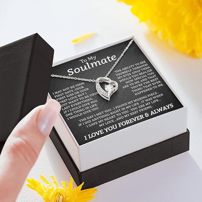 To My Beautiful Soulmate Necklace For Women, Necklace For Wife From Husband, Girlfriend Necklace From Boyfriend, Wife Birthday Gifts From Husband, Gifts Boxes For Women, Soulmate Necklace For Her