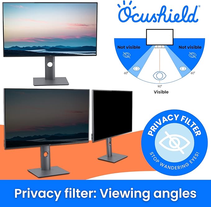 Ocushield 13.3” (16:10) Anti Blue Light Screen Protector with Privacy Filter for Laptops and Computer Monitors - Anti-Glare - Easy Install - Anti-Fatigue (287 x 179 mm)