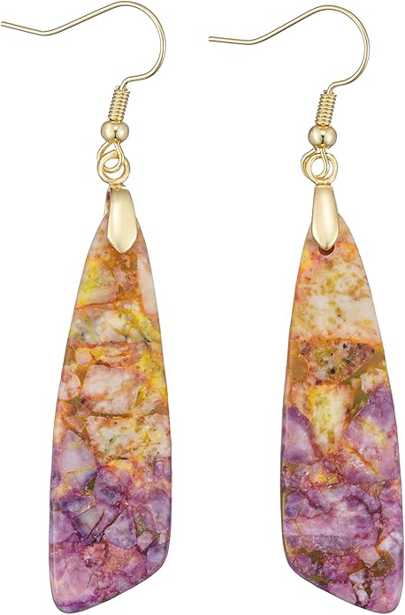 Boho Women Natural Stone Earrings Unique Healing Imperial Jasper Gemstone Energy Hypoallergenic Lightweight Dangle Drop Earrings Multiple Styles Earrings Jewelry for Birthday Party Gift