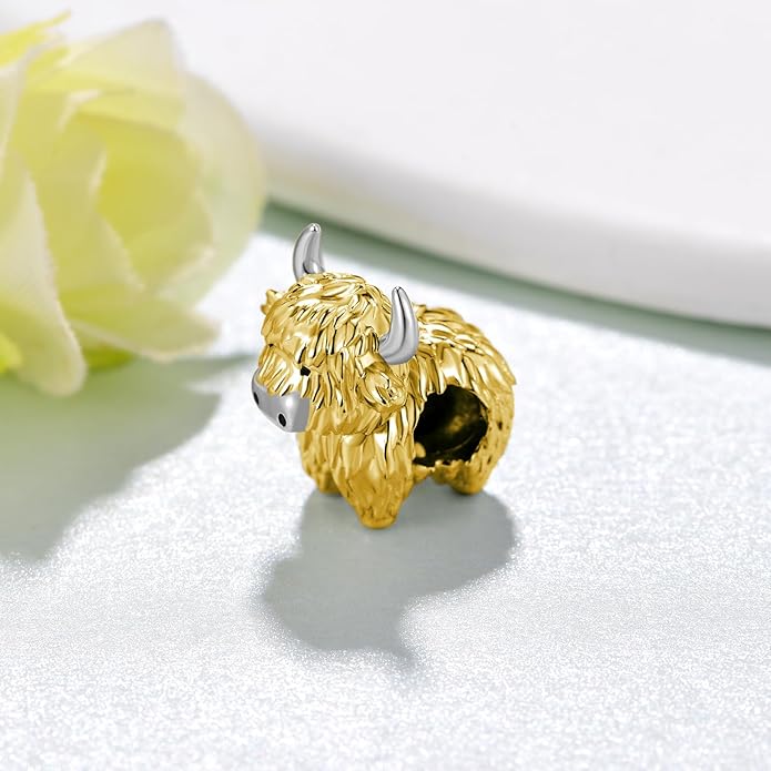 Highland Cow Charm 925 Sterling Silver Cow Charms for Bracelets Cow Jewelry Highland Cow Jewelry Gifts