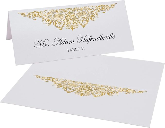 Paisley Printable Place Cards, Gold (Choose Color), Set of 150 (25 Sheets), Laser & Inkjet Printers - Wedding, Party, Dinner, and Special Events - Made in the USA
