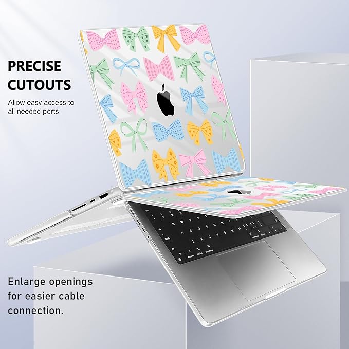 for MacBook Pro 16 inch Case 2021 2022 2023 2024 Release A3186 A3403 M4 A2991 M3 A2780 M2 A2485 M1 Pro/Max, Hard Shell Case with Screen Protector & Keyboard Cover, Colorful Bow