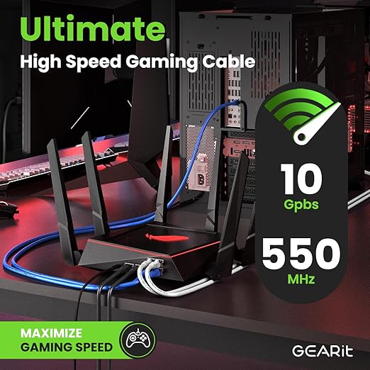 GEARit Cat 6 Ethernet Cable Pack - 5-Pack 100 ft Cat6 Ethernet Patch Cables | RJ45 Network Patch Cable, 10 Gbps Snagless Gold-Plated Connectors - Ethernet Cable Cat 6 for PC, TV, Router - Black