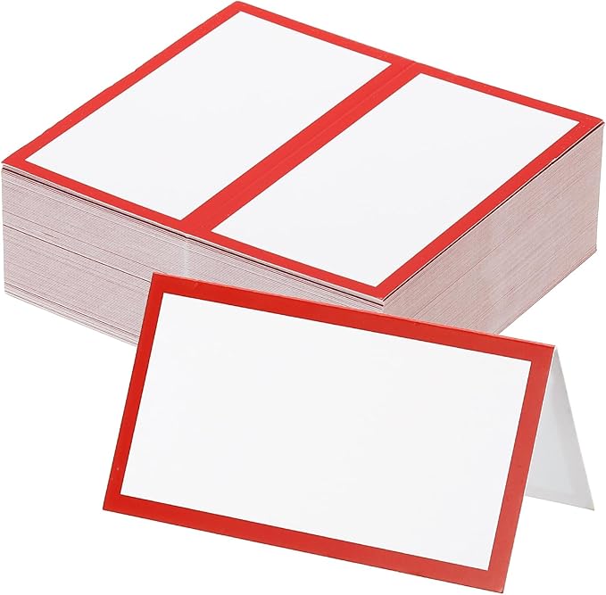 PATIKIL 50Pcs Table Place Cards, 3.5 x 2 Inches Blank Name Place Cards for Table Setting Wedding Reception Buffet, Red