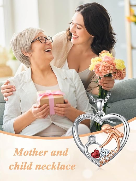 Valentines Day Gift for Mom Mother Daughter Necklace Birthstone Necklaces for Women Anniversary Jewelry Valentine Mothers Day Christmas Birthday Gifts for Mom Women Her Wife Girlfriend
