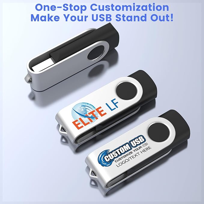 ABLAZE Personalized USB 1GB Flash Drive 10 Pack, USB 2.0 Custom Thumb Drives Personalized Pendrive Memory Stick (Mixcolors)
