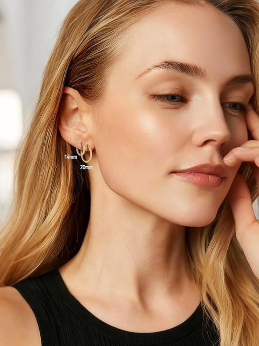 FaithHeart Sterling Silver Hoop Earrings for Women, Hypoallergenic Huggie Hoop Earrings Lightweight Small Cartilage Earrings Hoop Earring Dainty Everyday Earrings 6/8/10/12/14/15/16/18/20mm