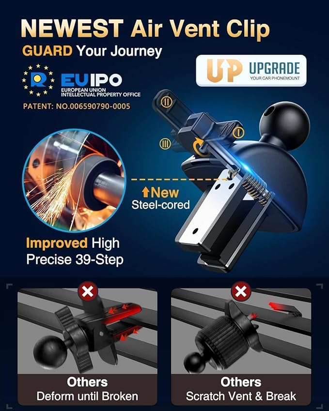 VANMASS Universal Car Phone Mount,【Patent & Safety Certs】 Upgraded Handsfree Stand, Phone Holder for Car Dashboard Windshield Vent, Compatible iPhone 13 12 11 Pro Max Xs XR X 8, Galaxy (Blue)